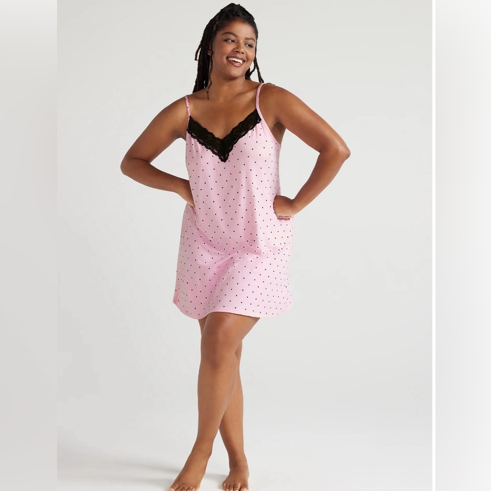 Joyspun Pink Sail Lace Trim Knit Chemise